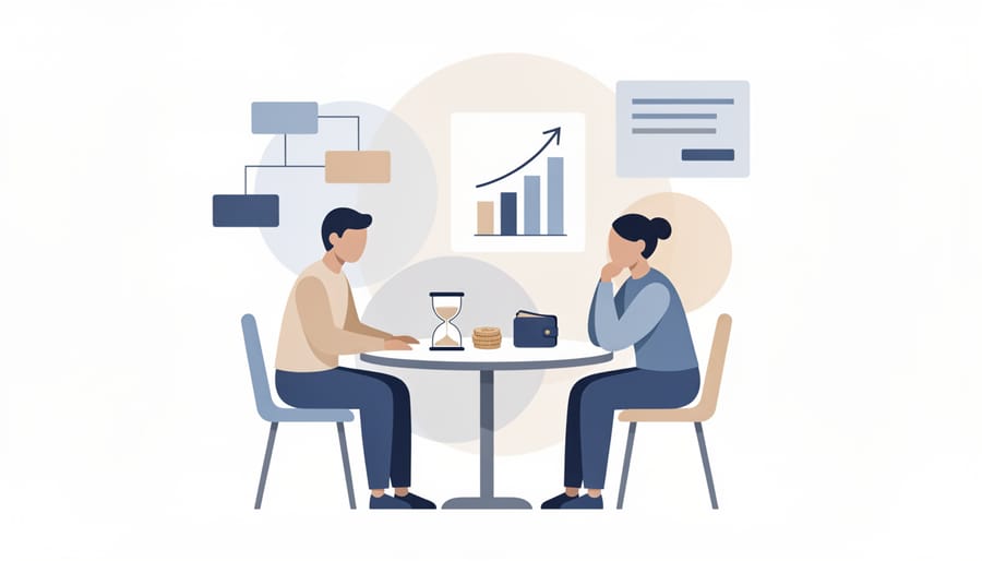 Consultant and small business owner collaborating with planner and tablet on a desk
